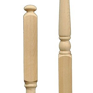 Stair Parts Newel 4015 Unfinished Red Oak 3 inch x 48 inch 15 inch block MT