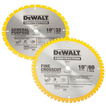 Dewalt Accs 10In 32 T and 60T Saw Blade Double Pack