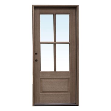 Discontinued Mahogany 4 Lite Unfinished Door 36 inch x 80 inch Right Hand